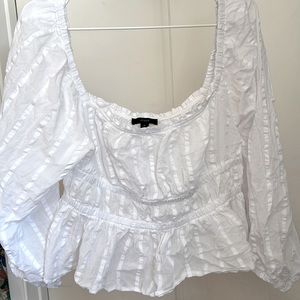 J CREW - Puff Sleeve Textured Cotton Top